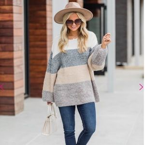 Pink Lily Boutique Oversized Color Block Sweater